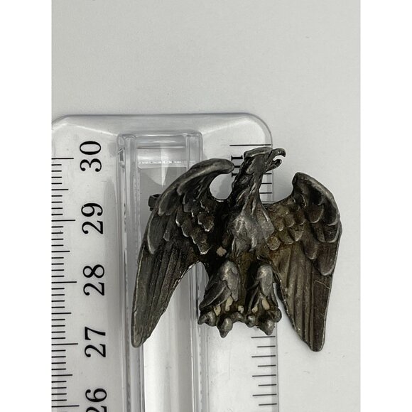 Vintage 2" Patriotic Eagle Pin Brooch Silver Tone Patina - Picture 5 of 6